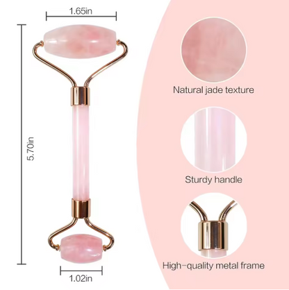 Natural Jade Roller Gua Sha Set Facial Body Massager Roller Face Lifting Beauty Massage Tools Rose Quartz Jade Stone Massage Set