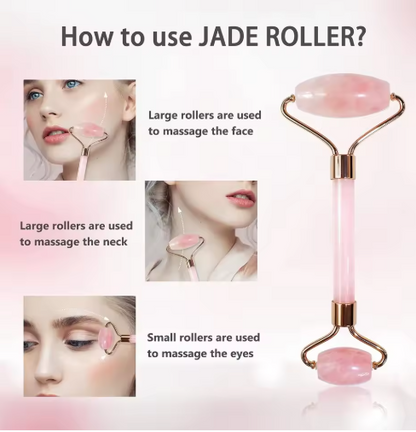 Natural Jade Roller Gua Sha Set Facial Body Massager Roller Face Lifting Beauty Massage Tools Rose Quartz Jade Stone Massage Set